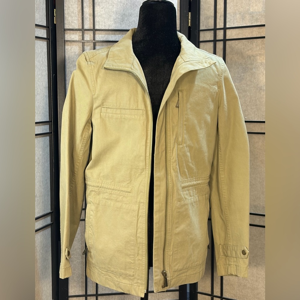 Untuckit Olivio Military Utility Jacket Full Zip Olive Green Cotton Sz M
